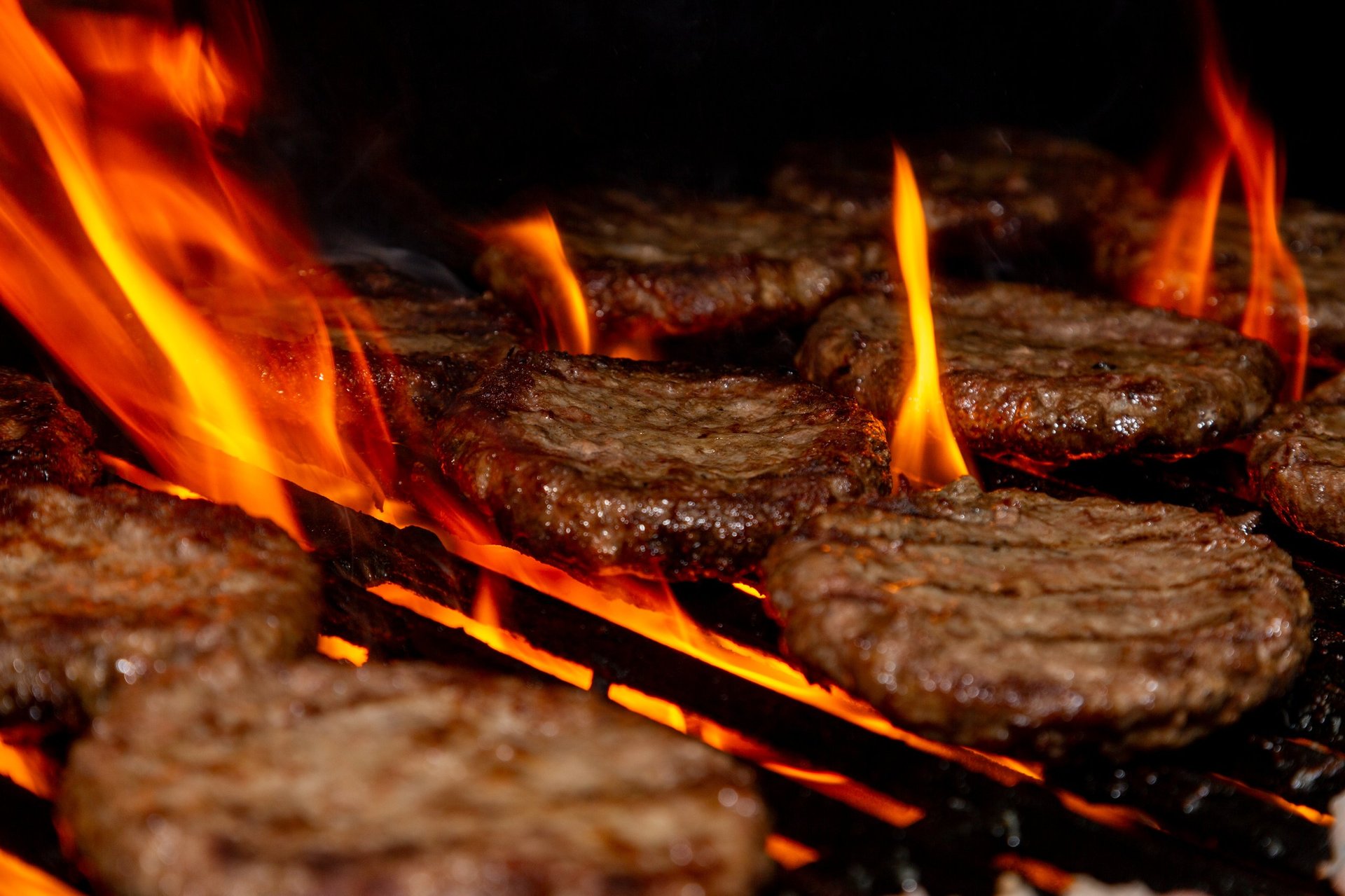 Flame-grilled burgers